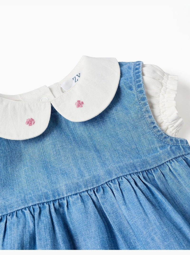 Katoenen body + mouwloze denim jurk Blauw Blauw - Kiabi