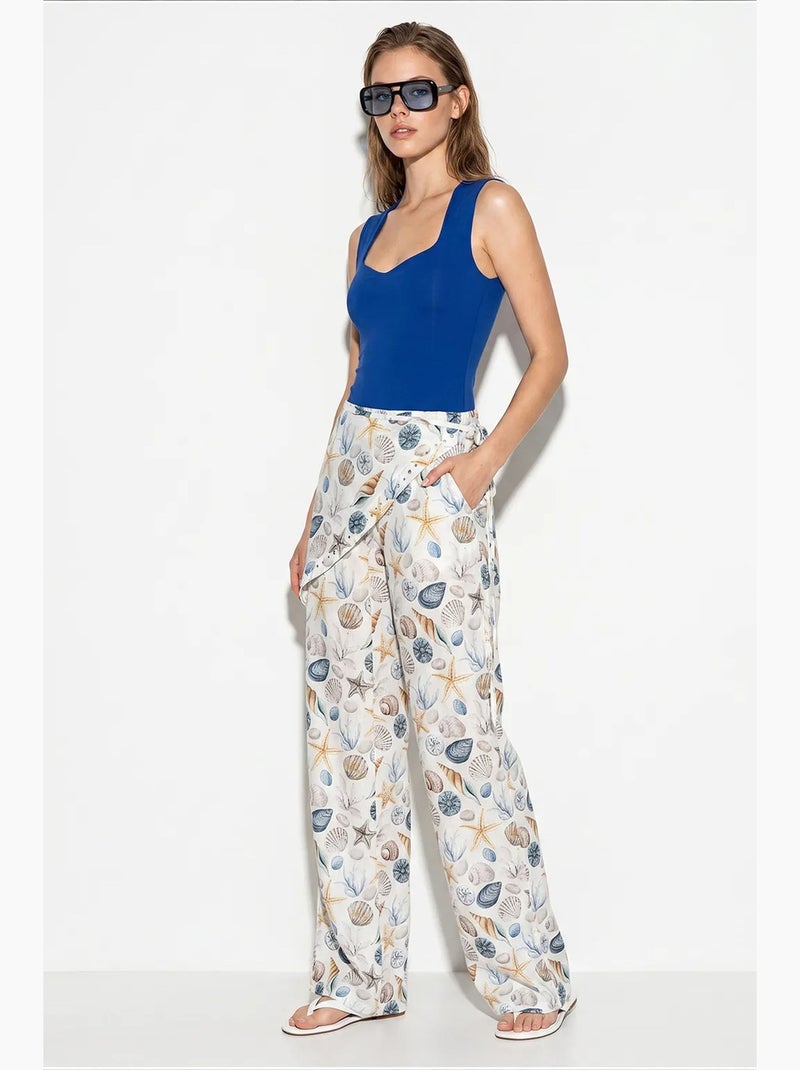 Katoenen broek lucci Wit Blauw - Kiabi