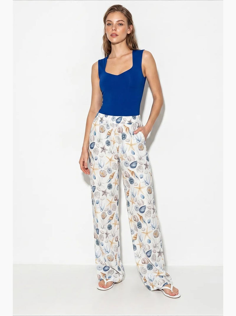 Katoenen broek lucci Wit Blauw - Kiabi