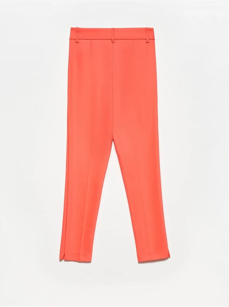 Katoenen broek met hoge taille en rechte pijp dilvin Koraal - Kiabi