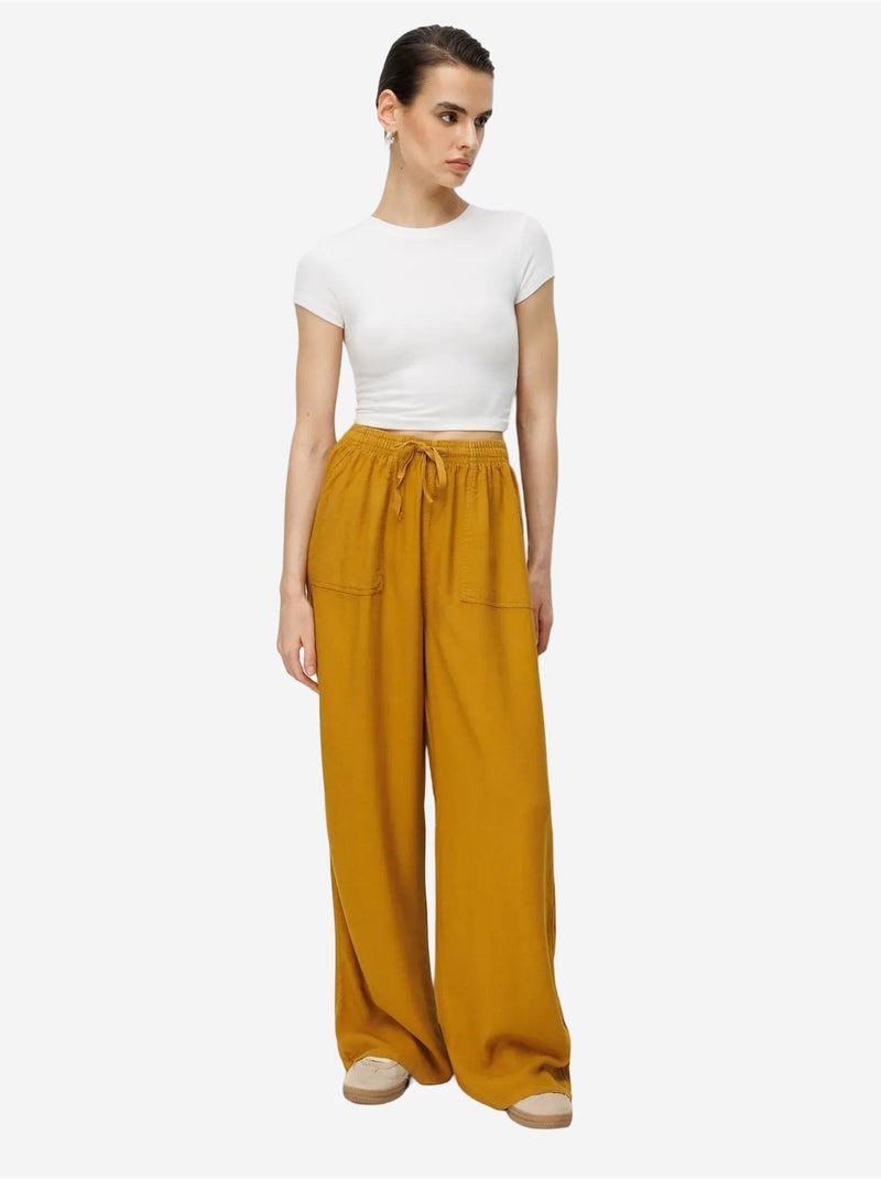 Katoenen broek met middelhoge taille, rechte pijpen en striksluiting mixray Amber - Kiabi