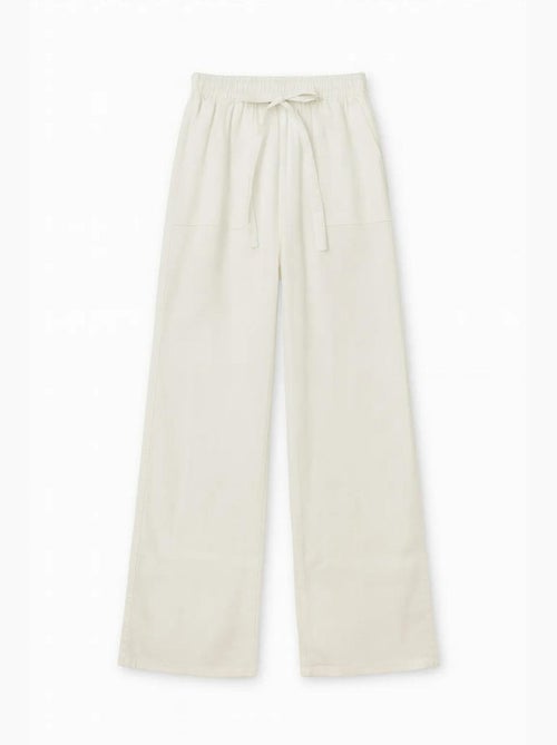 Katoenen broek met middelhoge taille, rechte pijpen en striksluiting mixray - Kiabi