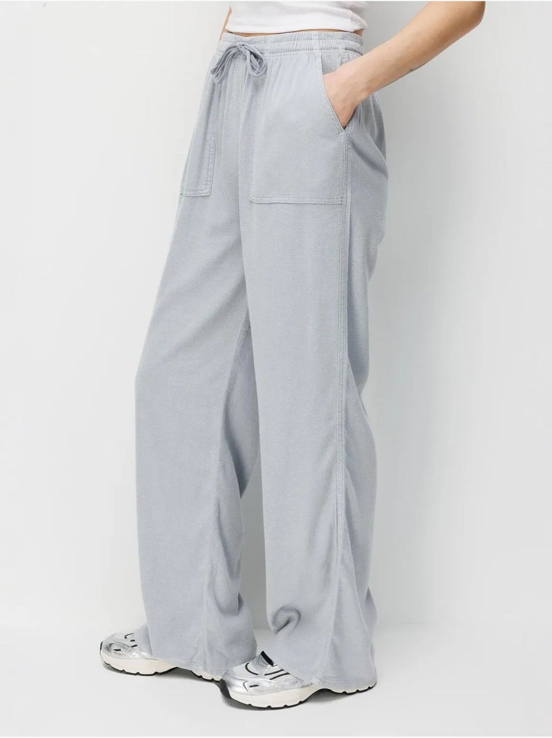 Katoenen broek met middelhoge taille, rechte pijpen en striksluiting mixray Lichtgrijs - Kiabi