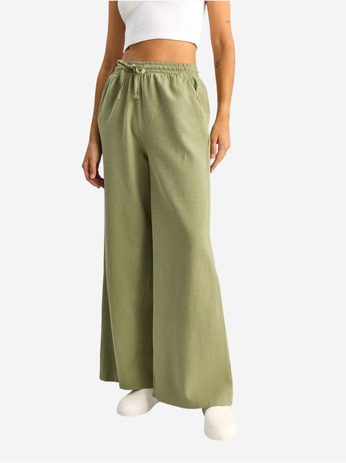Katoenen broek met wijde pijpen en koord in de taille lucci - Kiabi Katoenen broek met wijde pijpen en koord in de taille lucci - Kiabi