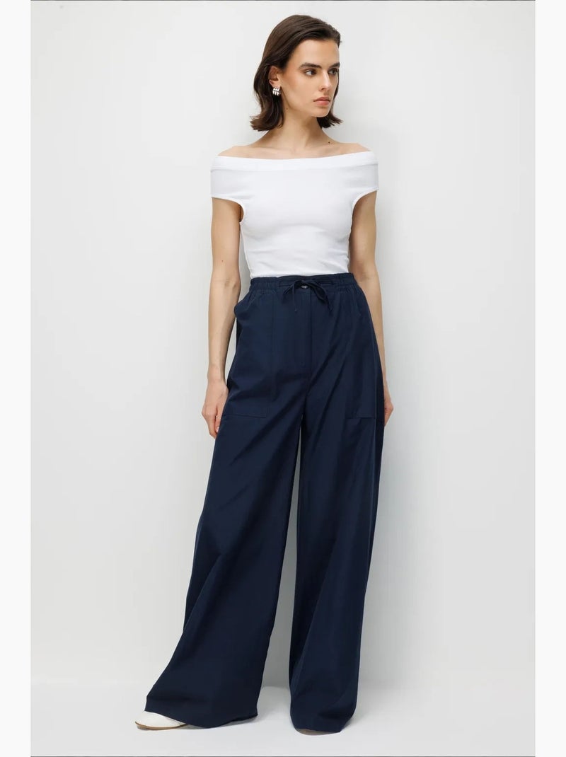 Katoenen broek mixray Marineblauw - Kiabi