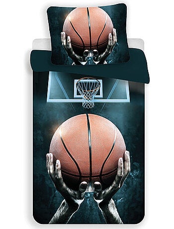 Katoenen dekbedovertrek NBA Basket USA met fotorealistische basketbalprint – 140 x 200 cm