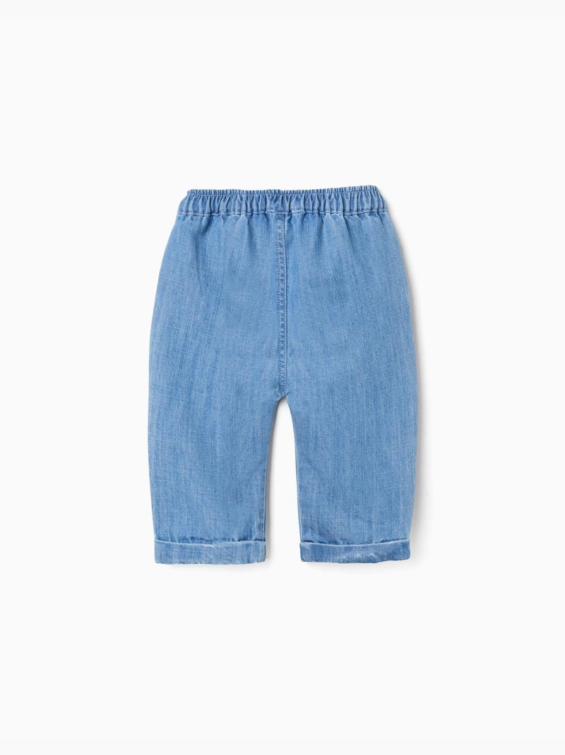 Katoenen denim broek met elastische tailleband Blauw Blauw - Kiabi