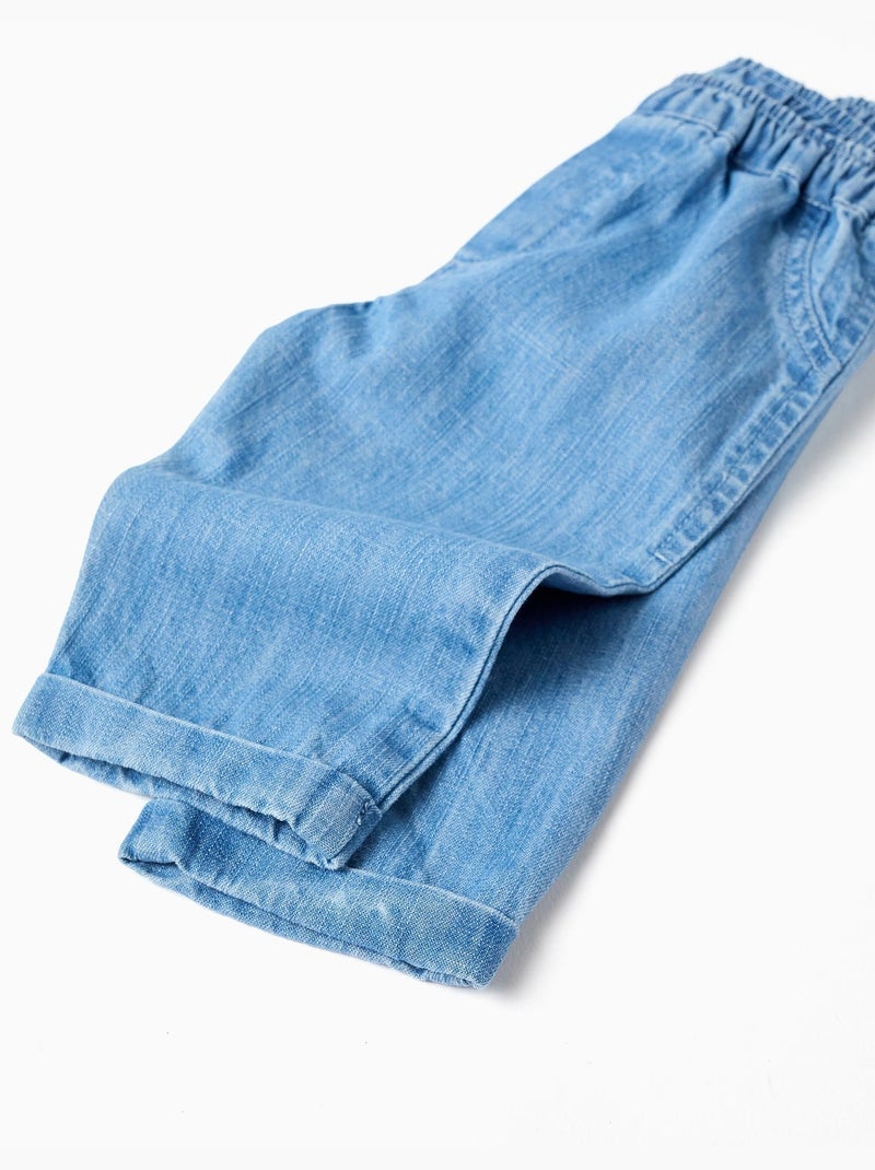 Katoenen denim broek met elastische tailleband Blauw Blauw - Kiabi