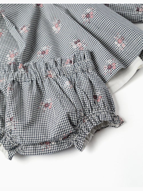 Katoenen gingham jurk met bloemenprint - Kiabi Katoenen gingham jurk met bloemenprint - Kiabi