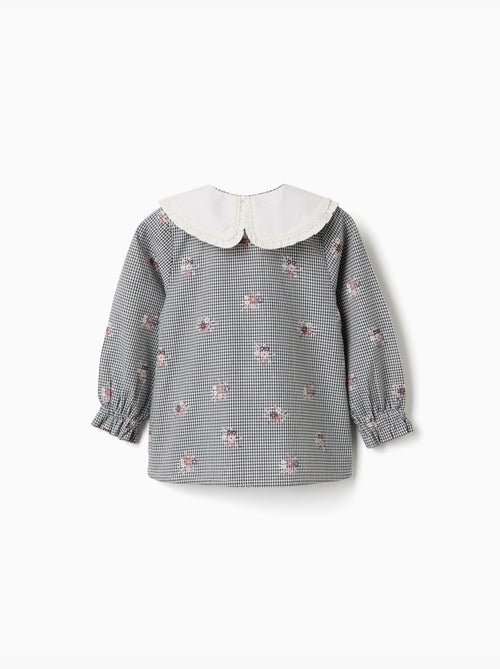 Katoenen gingham overhemd met bloemenprint - Kiabi