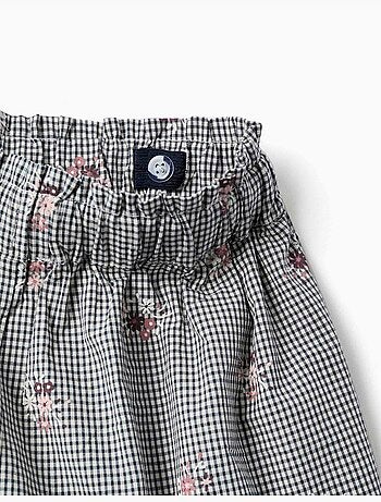 Katoenen gingham shorts met bloemenprint