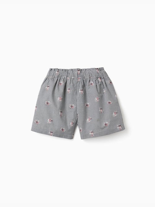 Katoenen gingham shorts met bloemenprint - Kiabi