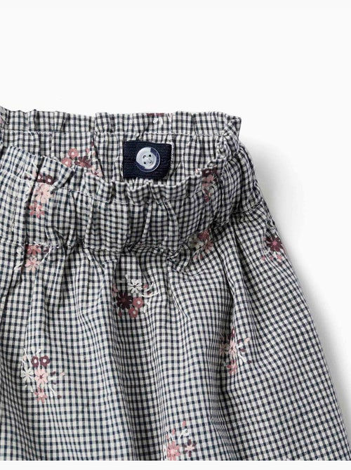 Katoenen gingham shorts met bloemenprint - Kiabi