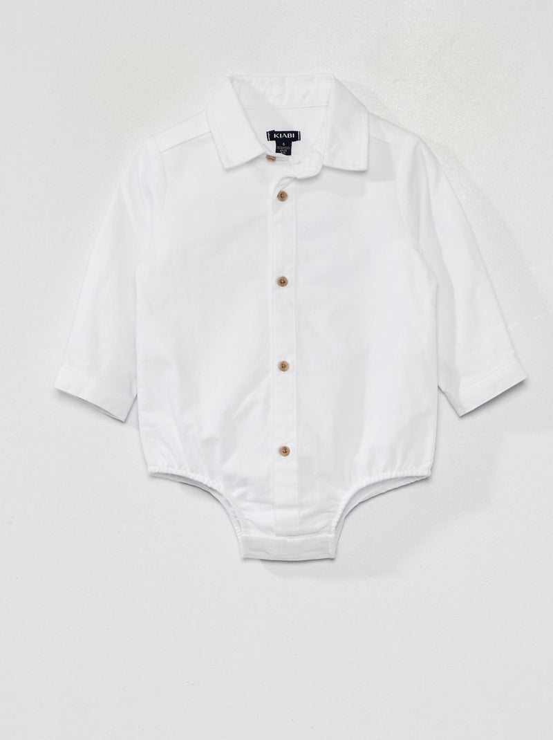 Katoenen hemd-body wit - Kiabi