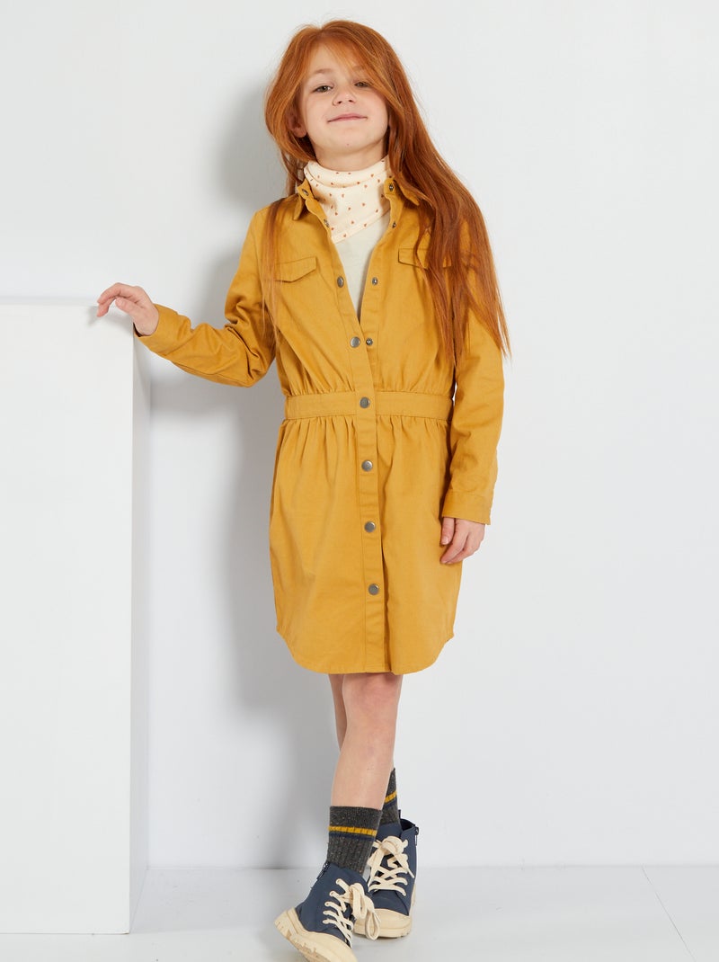 Katoenen hemdjurk Beige - Kiabi