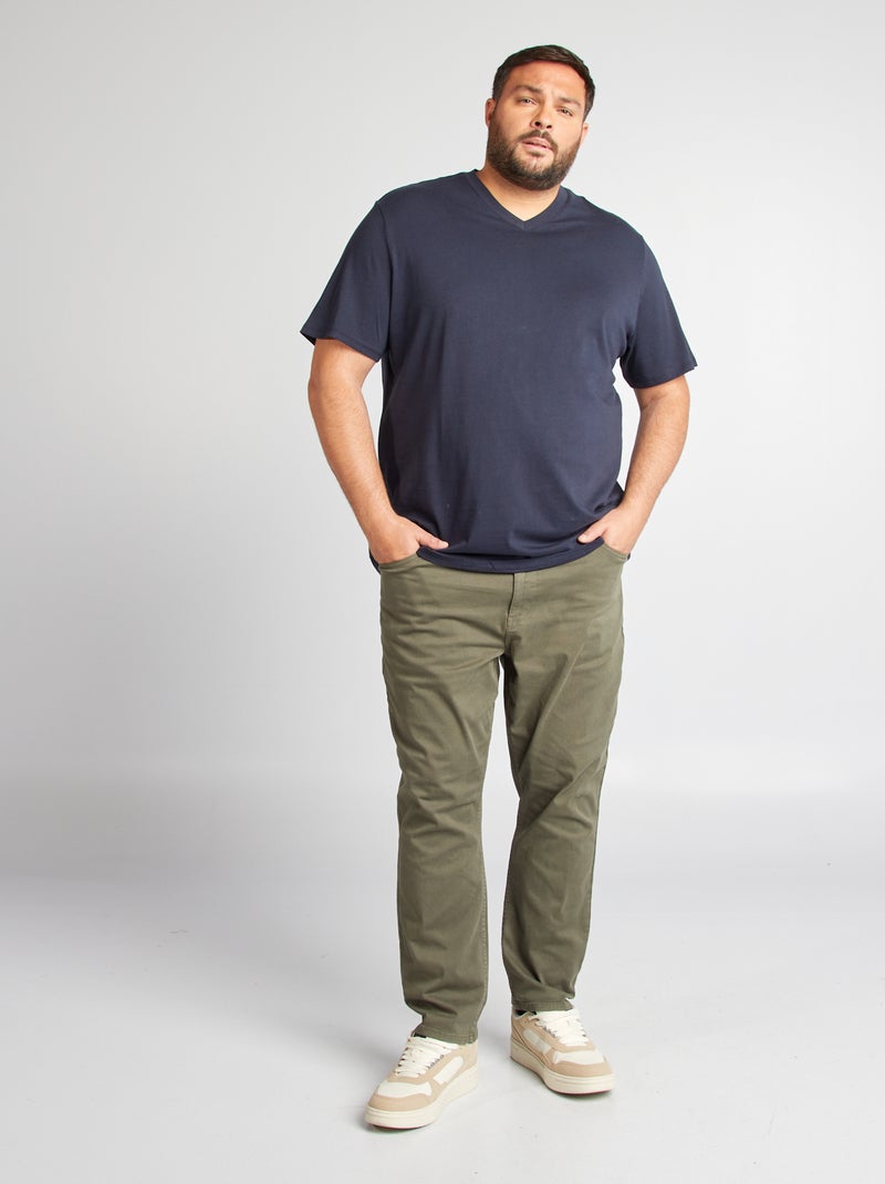 Katoenen heren-T-shirt met V-hals BLAUW - Kiabi