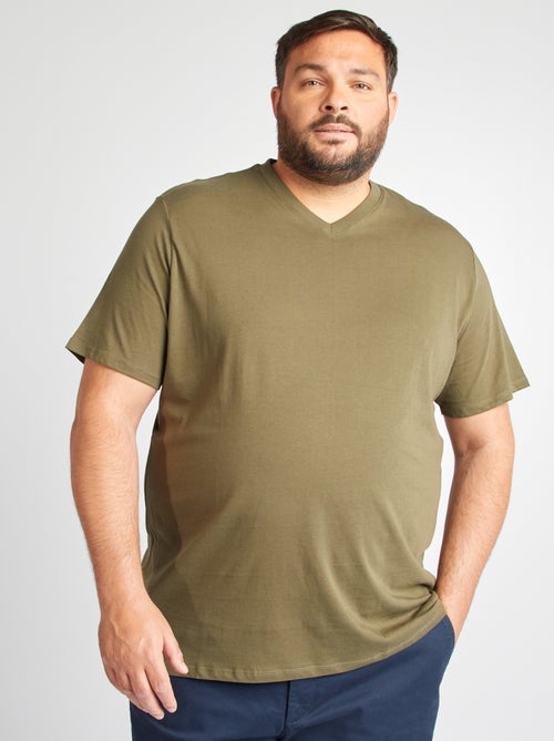 Katoenen heren-T-shirt met V-hals - Kiabi