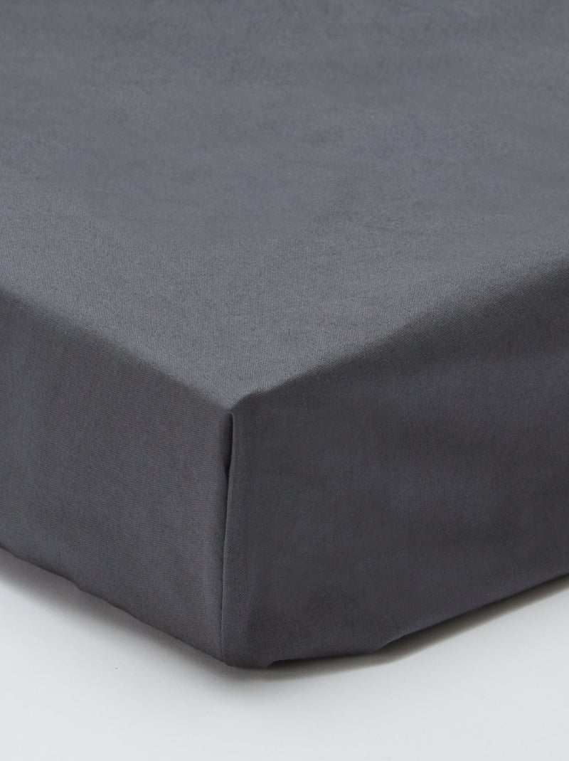 Katoenen hoeslaken voor 1-persoonsbed (90x190 cm) - Kiabi Home GRIJS - Kiabi