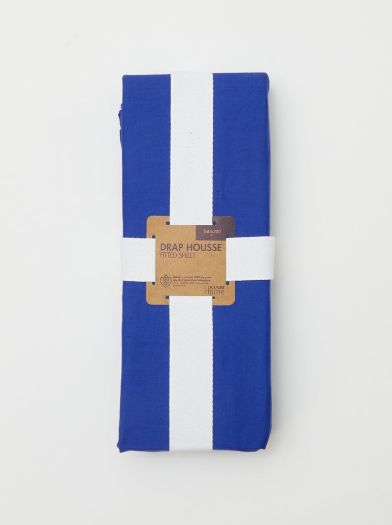 Katoenen hoeslaken voor 2-persoonsbed (160x200 cm) - Kiabi Home BLAUW - Kiabi