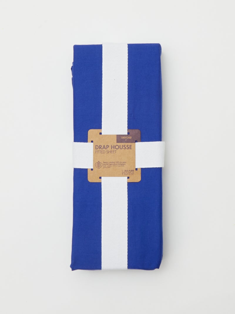 Katoenen hoeslaken voor 2-persoonsbed (180x200 cm) - Kiabi Home BLAUW - Kiabi