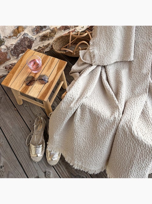 Katoenen jacquard deken met traanmotief - Kiabi Katoenen jacquard deken met traanmotief - Kiabi
