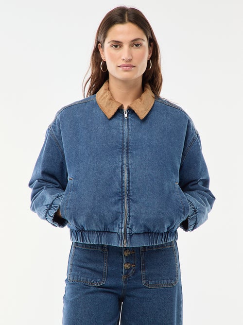 Katoenen jasje met kraag van corduroy - Kiabi