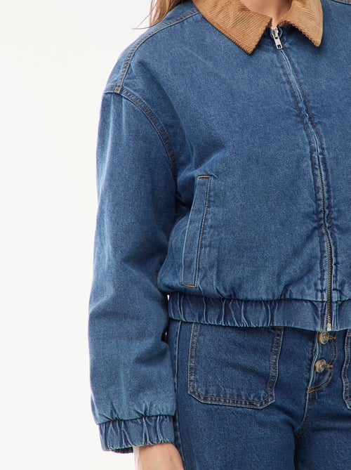 Katoenen jasje met kraag van corduroy - Kiabi