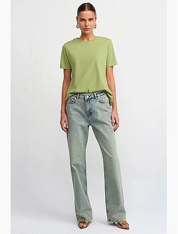 Katoenen jeans met lage taille en rechte pijp dilvin