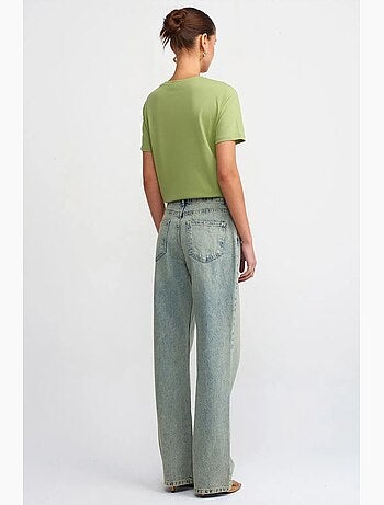 Katoenen jeans met lage taille en rechte pijp dilvin