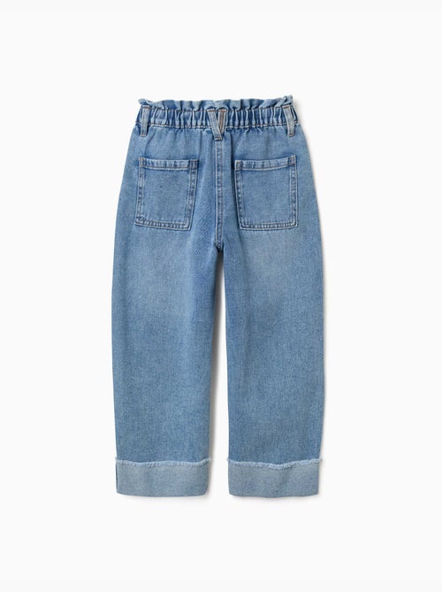 Katoenen jeans met paperbag taille en omgeslagen zoom - Kiabi Katoenen jeans met paperbag taille en omgeslagen zoom - Kiabi