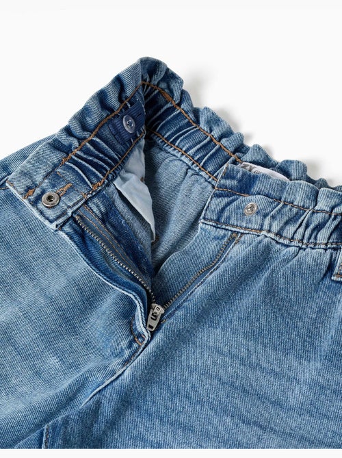 Katoenen jeans met paperbag taille en omgeslagen zoom - Kiabi Katoenen jeans met paperbag taille en omgeslagen zoom - Kiabi