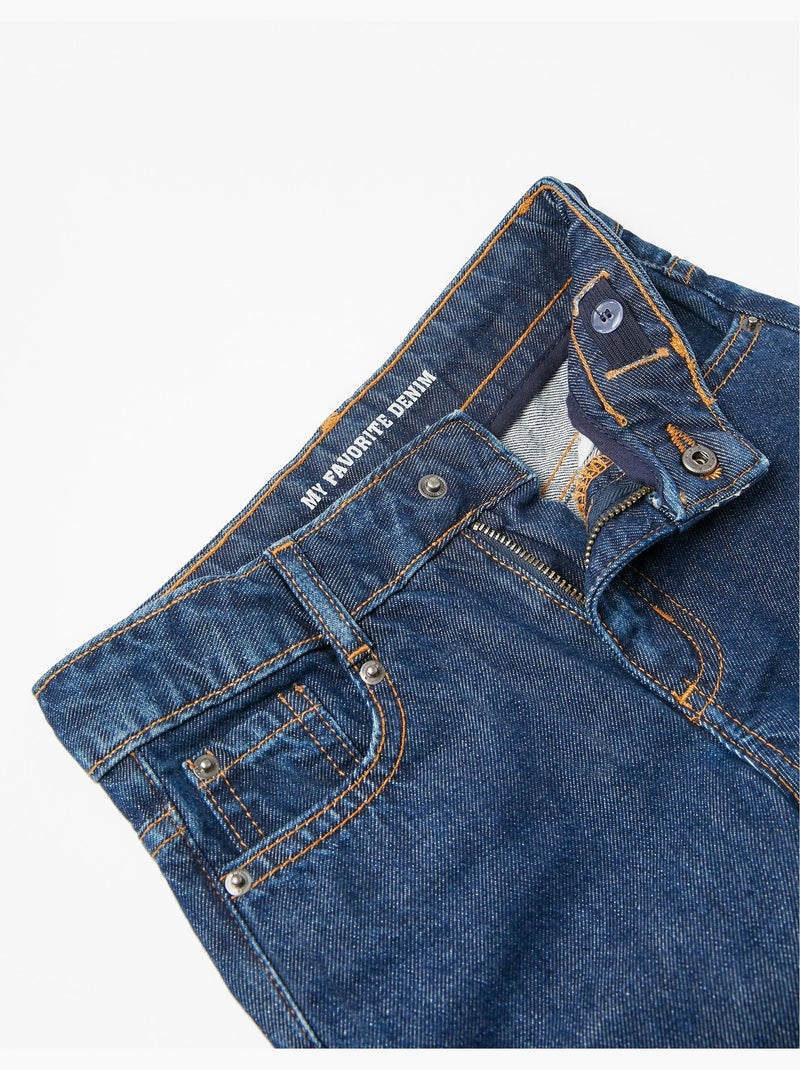 Katoenen jeans met rechte pasvorm Blauw Blauw - Kiabi