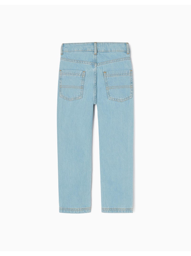 Katoenen jeans met rechte pasvorm Lichtblauw - Kiabi