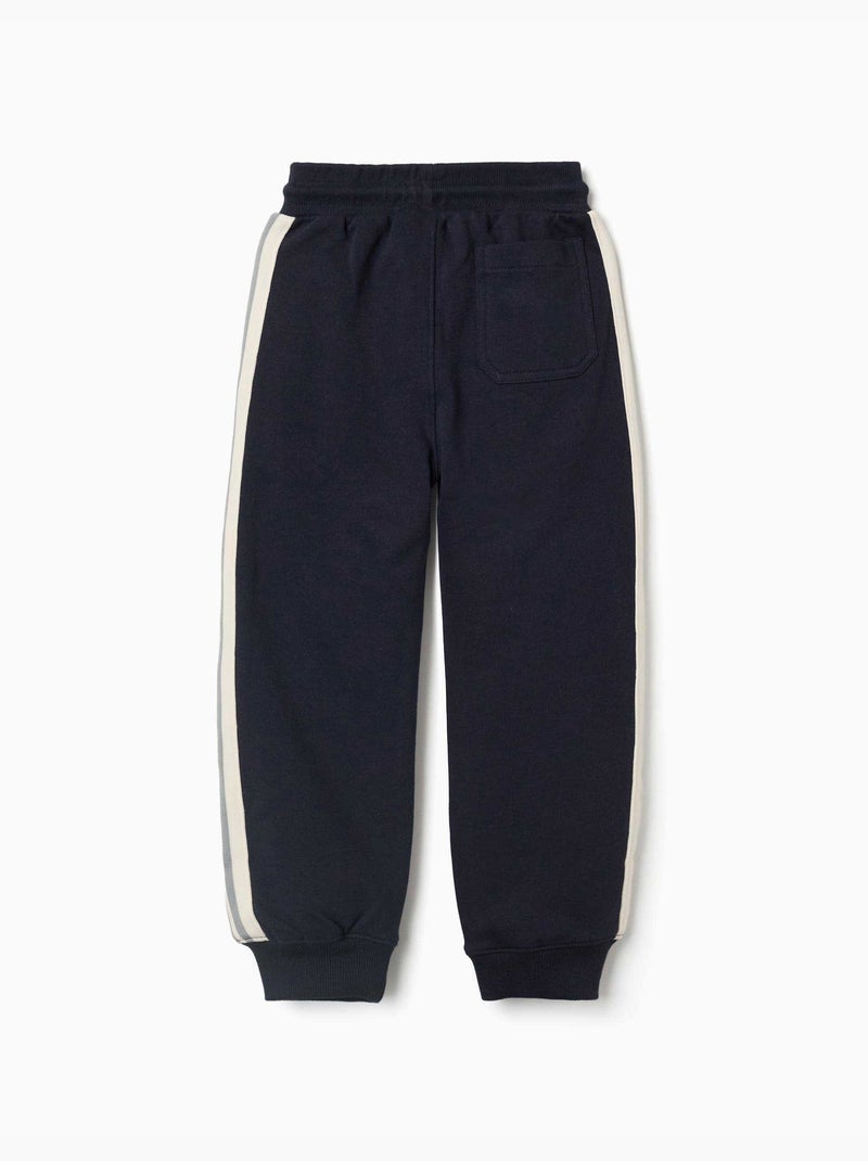 Katoenen joggers met gestreepte tape Donkerblauw - Kiabi