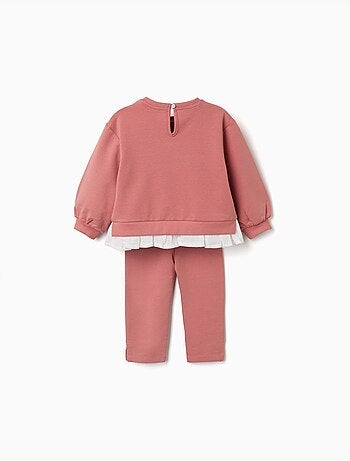 Katoenen jogging set met reliëf bloemenprint