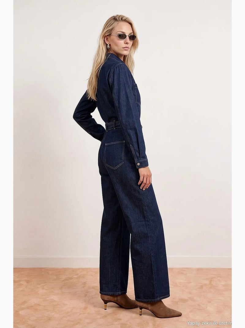 Katoenen jumpsuit dilvin Ultramarijnblauw - Kiabi