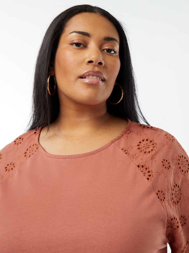 Katoenen jurk met borduursel Rose - Kiabi