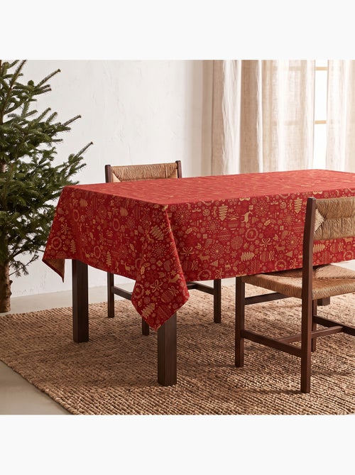 Katoenen kersttafelkleed, gouden kerstmotieven in reliëf - gamusi - Kiabi Katoenen kersttafelkleed, gouden kerstmotieven in reliëf - gamusi - Kiabi