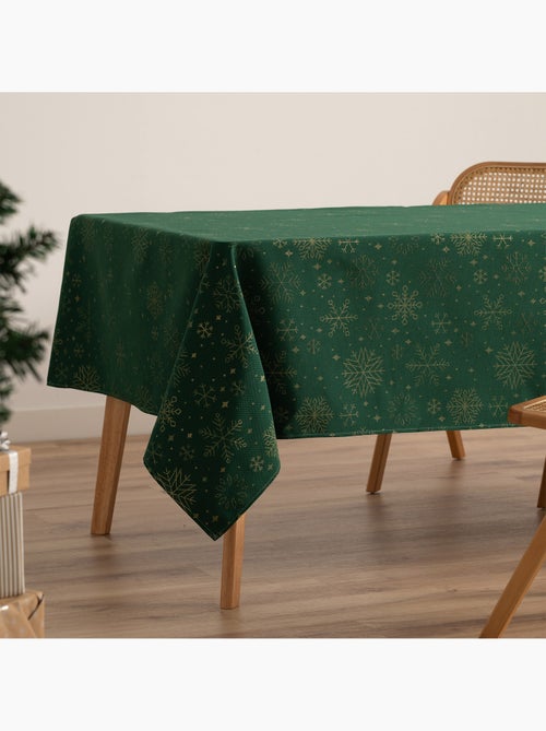 Katoenen kersttafelkleed, gouden sneeuwvlokken in reliëf - gamusi - Kiabi Katoenen kersttafelkleed, gouden sneeuwvlokken in reliëf - gamusi - Kiabi