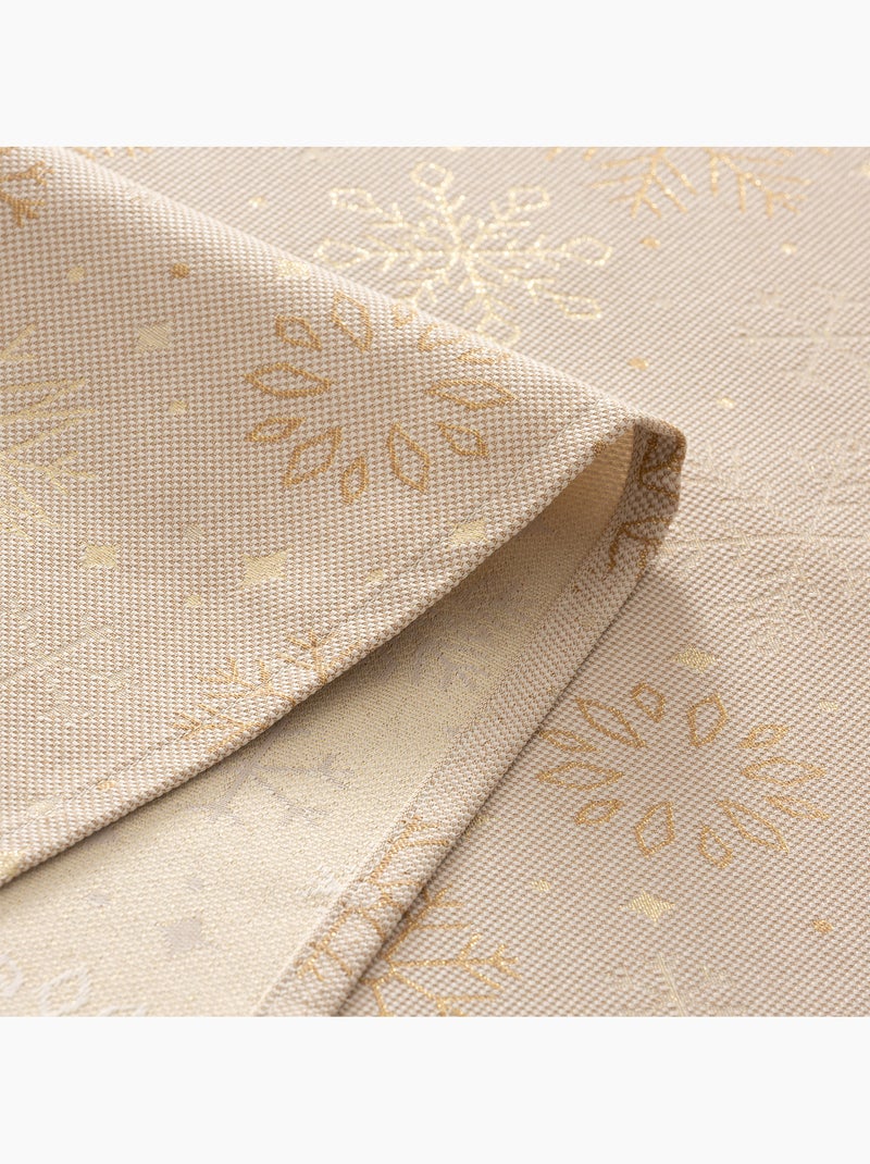 Katoenen kersttafelkleed, gouden sneeuwvlokken in reliëf - gamusi Parelwit/Beige/Goud - Kiabi