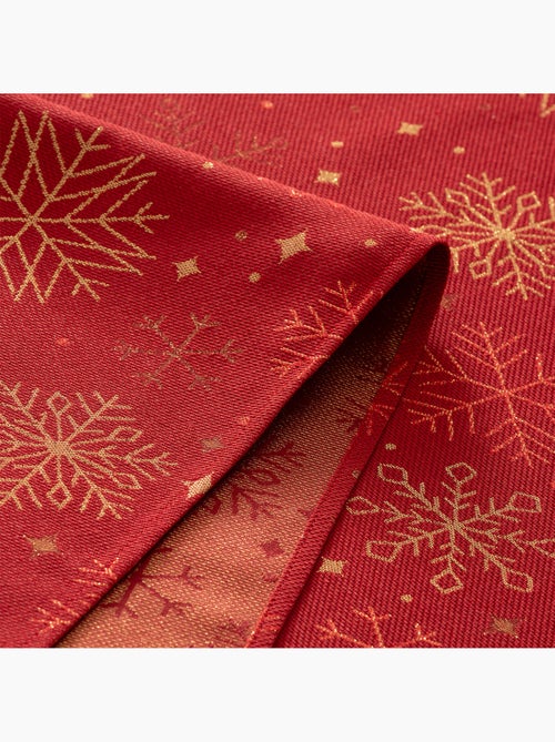 Katoenen kersttafelkleed, gouden sneeuwvlokken in reliëf - gamusi - Kiabi