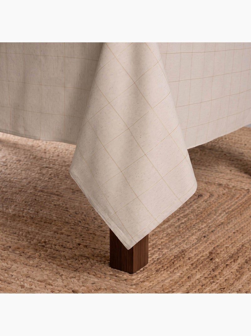 Katoenen kersttafelkleed met ruitpatroon en lurex-garen in reliëf - gamusi. Beige - Kiabi