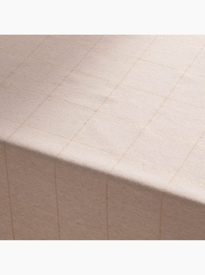 Katoenen kersttafelkleed met ruitpatroon en lurex-garen in reliëf - gamusi. Beige - Kiabi