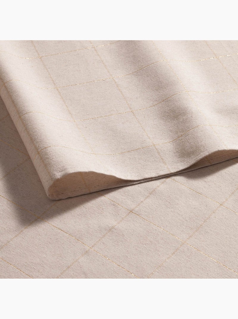 Katoenen kersttafelkleed met ruitpatroon en lurex-garen in reliëf - gamusi. Beige - Kiabi