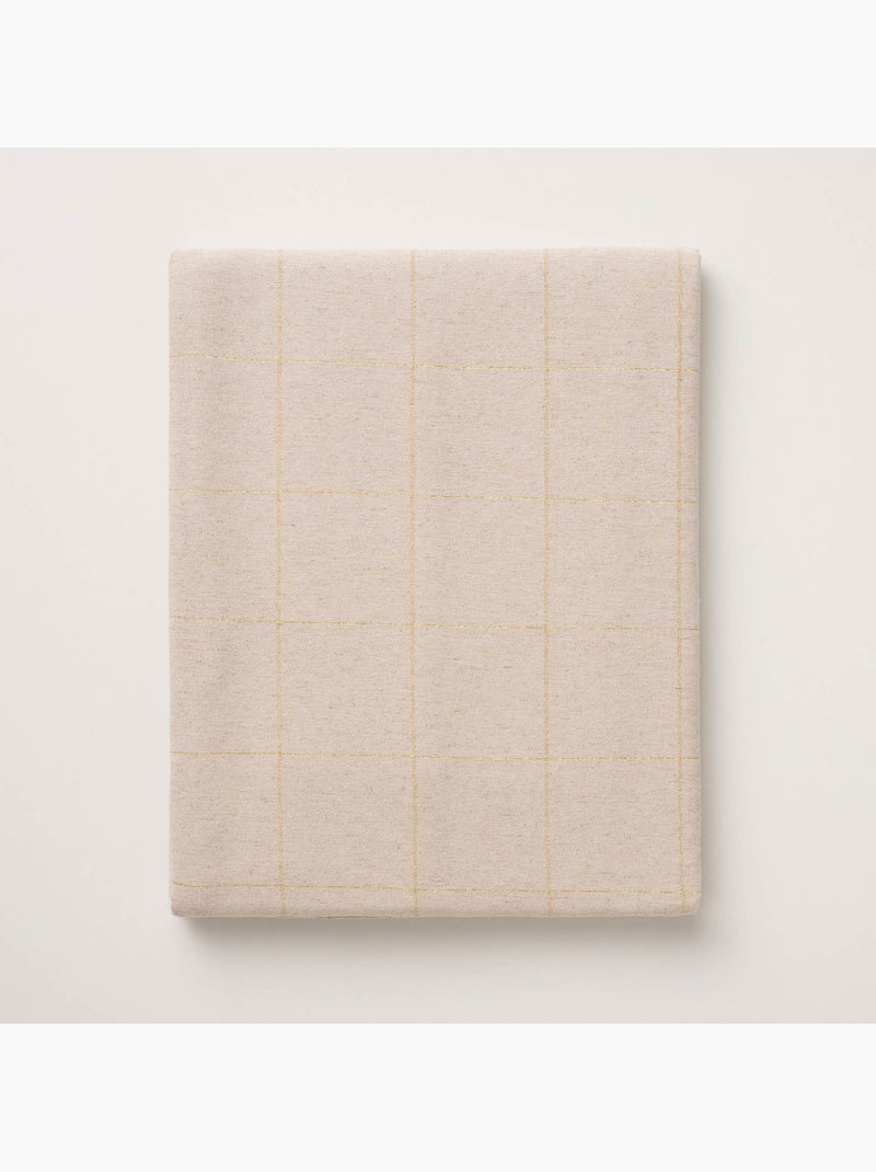Katoenen kersttafelkleed met ruitpatroon en lurex-garen in reliëf - gamusi. Beige - Kiabi