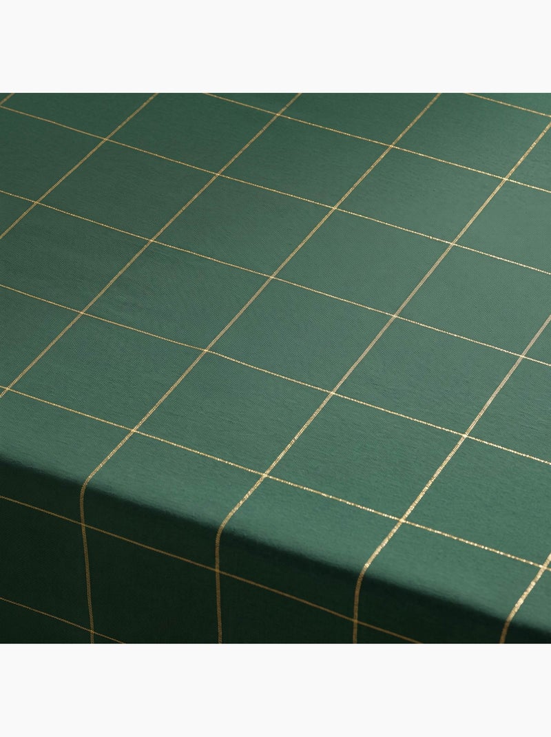 Katoenen kersttafelkleed met ruitpatroon en lurex-garen in reliëf - gamusi. Groen - Kiabi