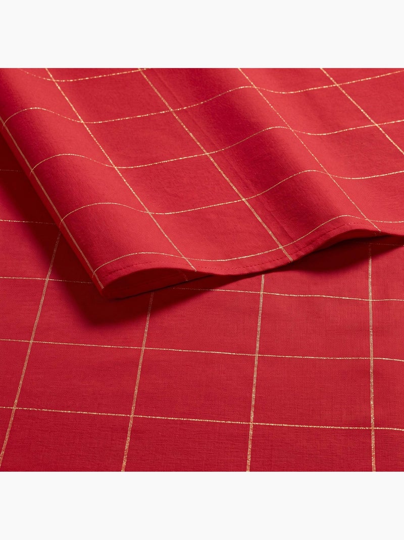 Katoenen kersttafelkleed met ruitpatroon en lurex-garen in reliëf - gamusi. Rood - Kiabi