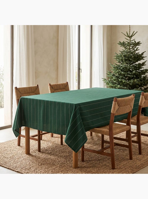 Katoenen kersttafelkleed met strepen en lurex-garen in reliëf - gamusi. - Kiabi