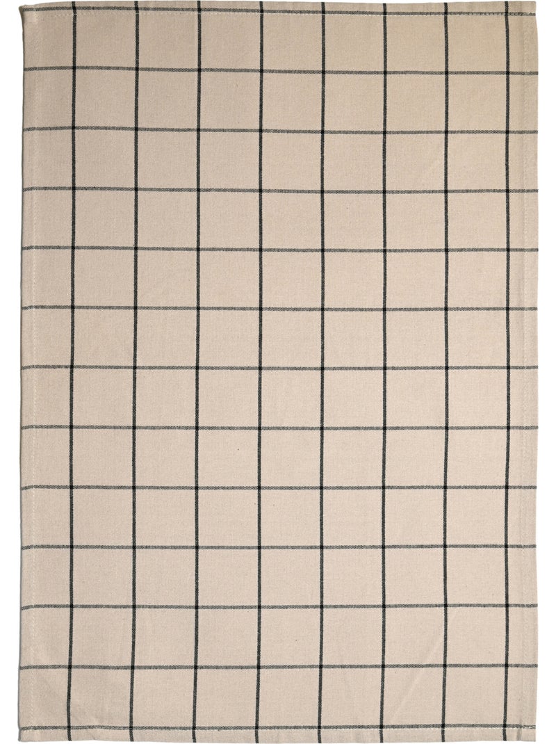 Katoenen keukenhanddoek met ruitpatroon Beige - Kiabi