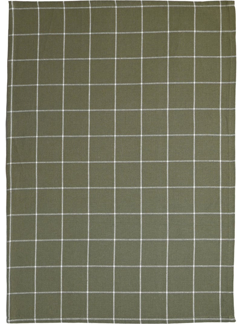 Katoenen keukenhanddoek met ruitpatroon Kaki - Kiabi